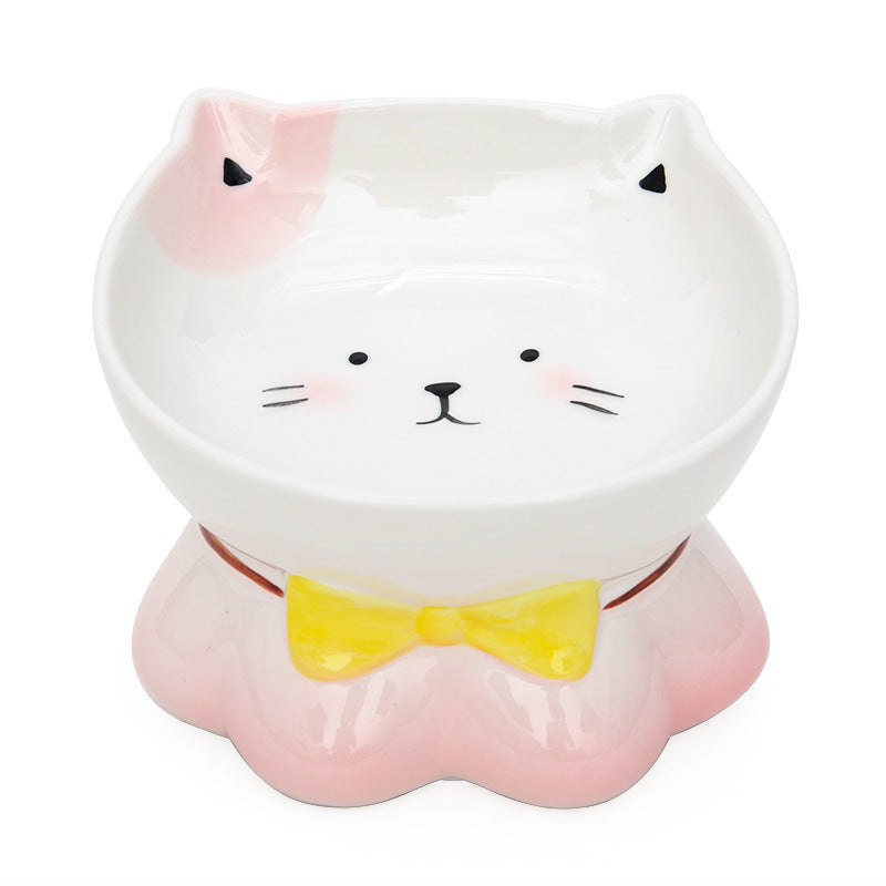 Ceramic cat bowl cats protect cervical vertebrae