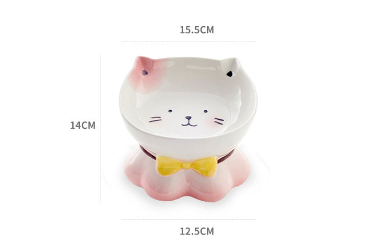 Ceramic cat bowl cats protect cervical vertebrae