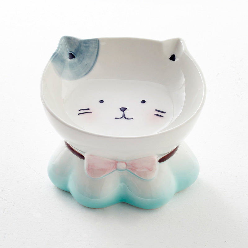 Ceramic cat bowl cats protect cervical vertebrae