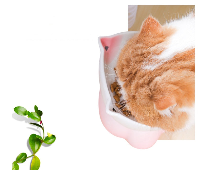 Ceramic cat bowl cats protect cervical vertebrae