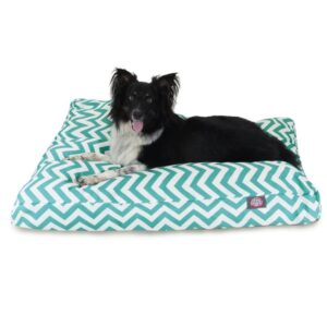 Majestic Outdoor Teal Chevron Rectangle Pet Bed - Image 1