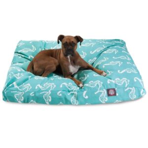 Outdoor Teal Sea Horse Rectangle Pet Bed - Image 1