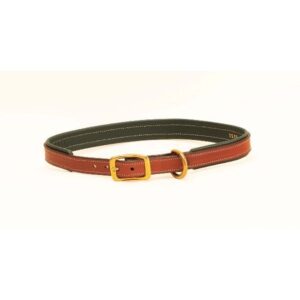 Tory 2-Tone Padded Leather Dog Collar 12in Brown - Image 1